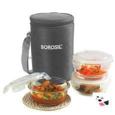 Glass Round Lunch Box/Tiffin Box
